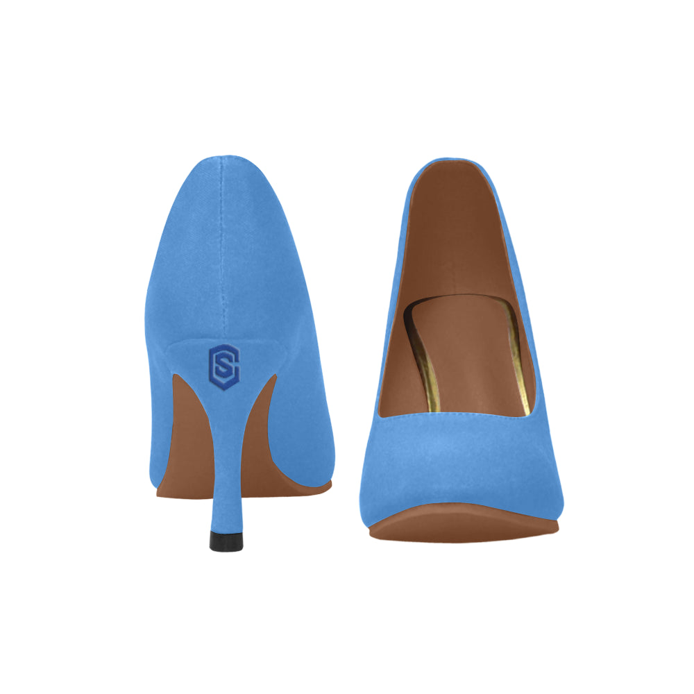 PINK Women's High Heels blue logo Women's High Heels (Model 048)