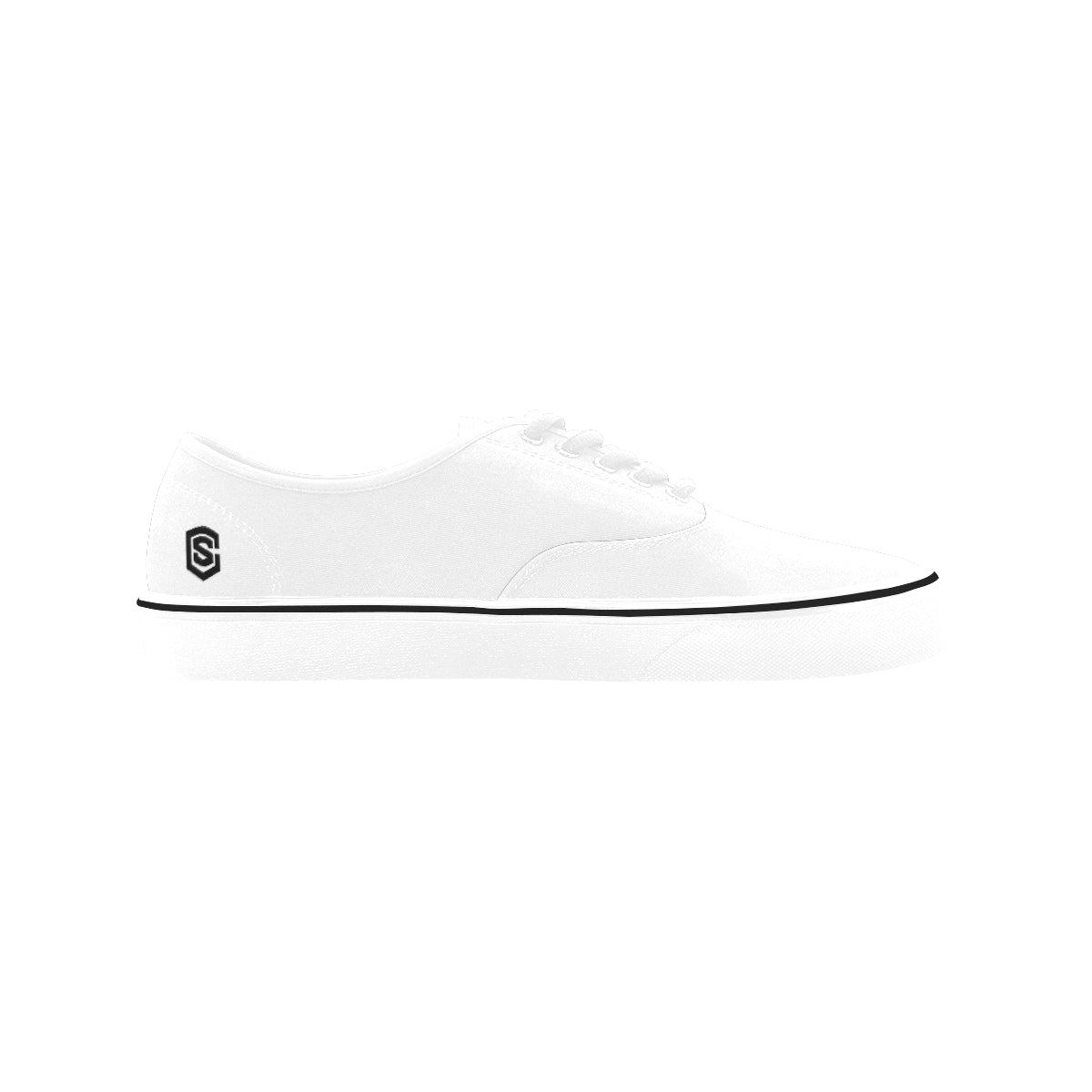 black logo Classic Women's Canvas Low Top Shoes (Model E001-4)