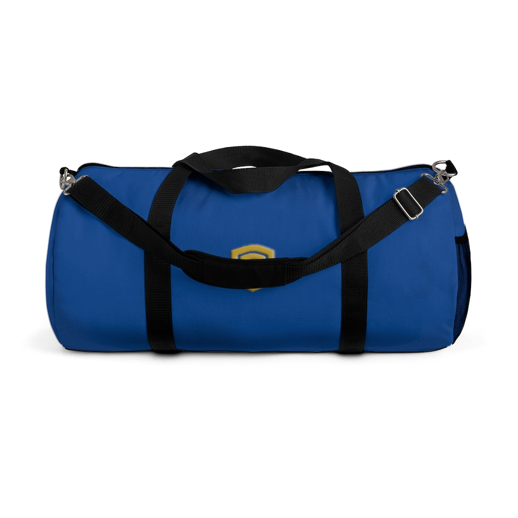 Blue Duffel Bag Gold Logo
