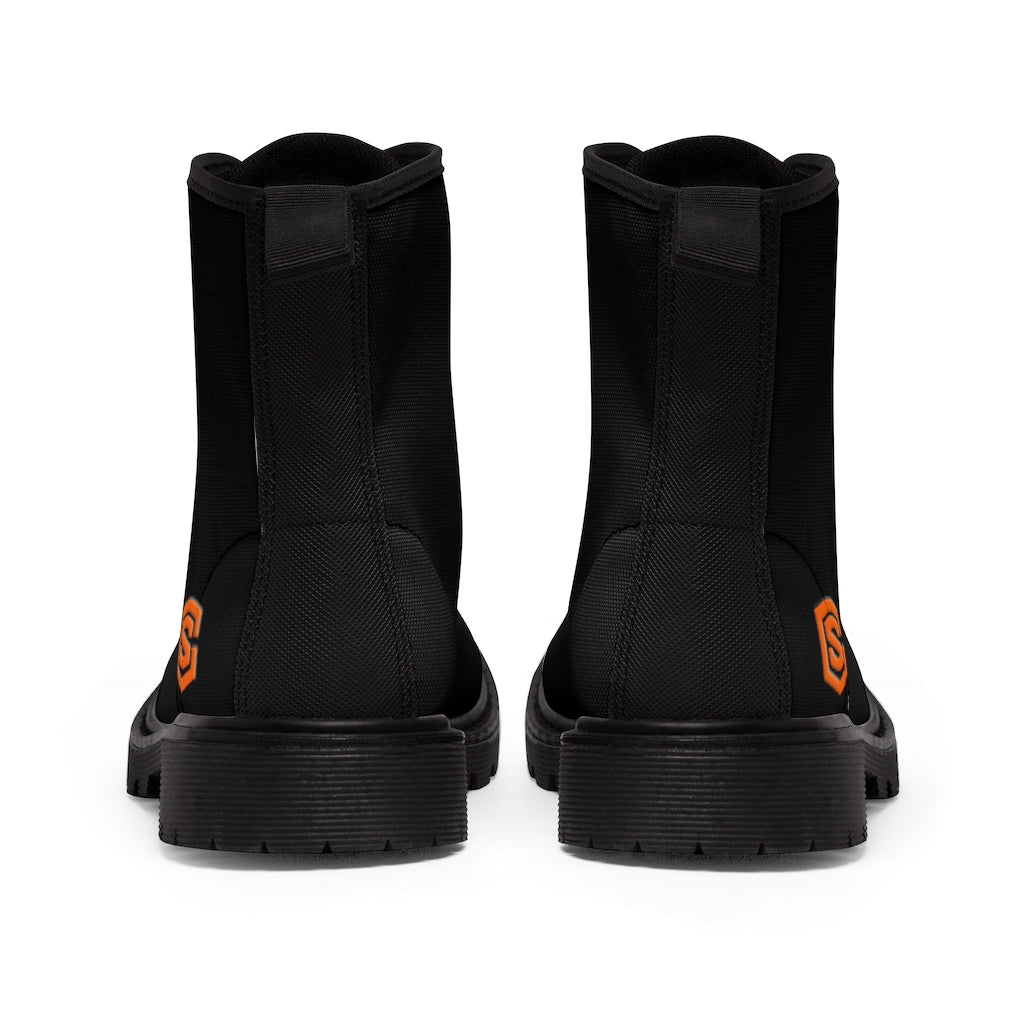 Black Men's Canvas Boots Orange Logo