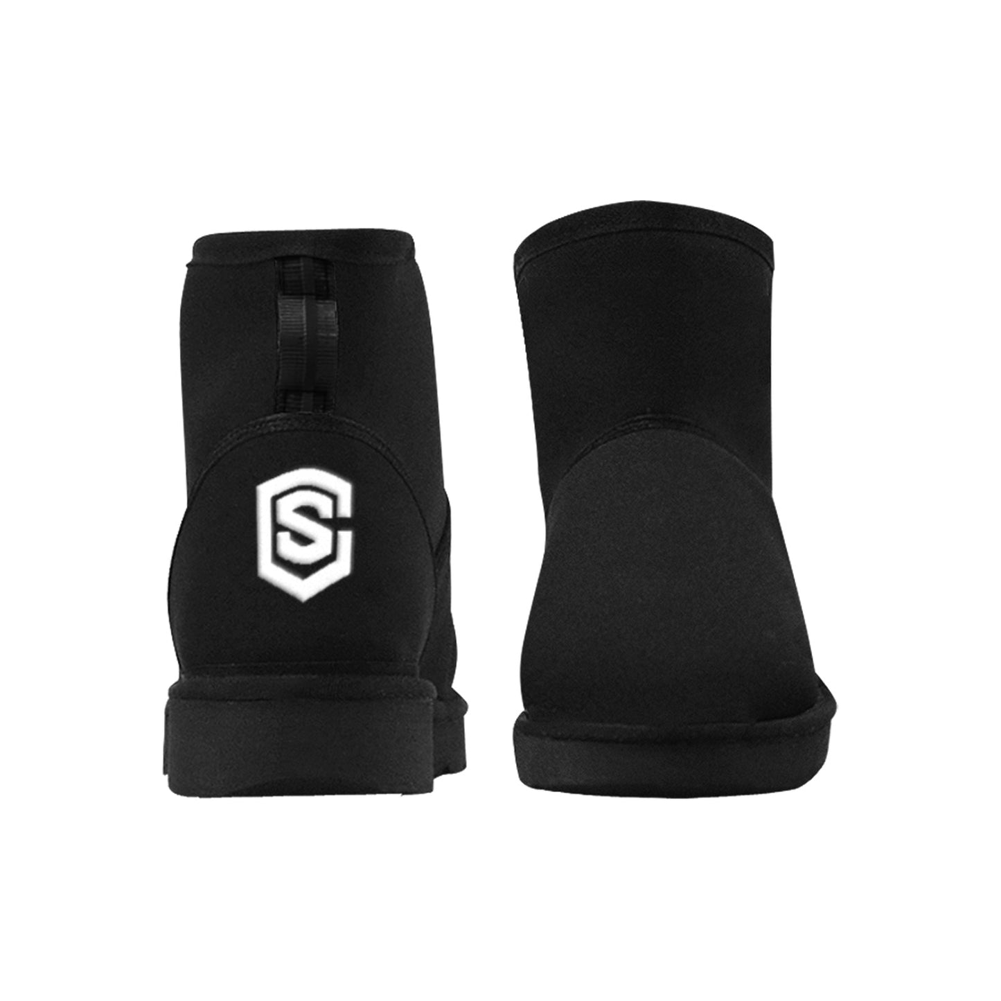 BLACK Low Top Men's Snow Boots WITH WHITE LOGO Low Top Men's Snow Boots (Model 049)