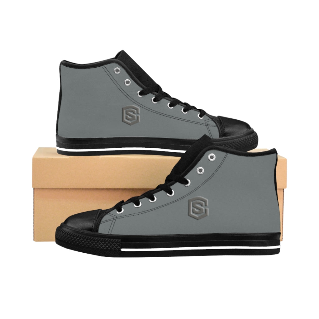 grey Men's High-top Sneakers grey logo