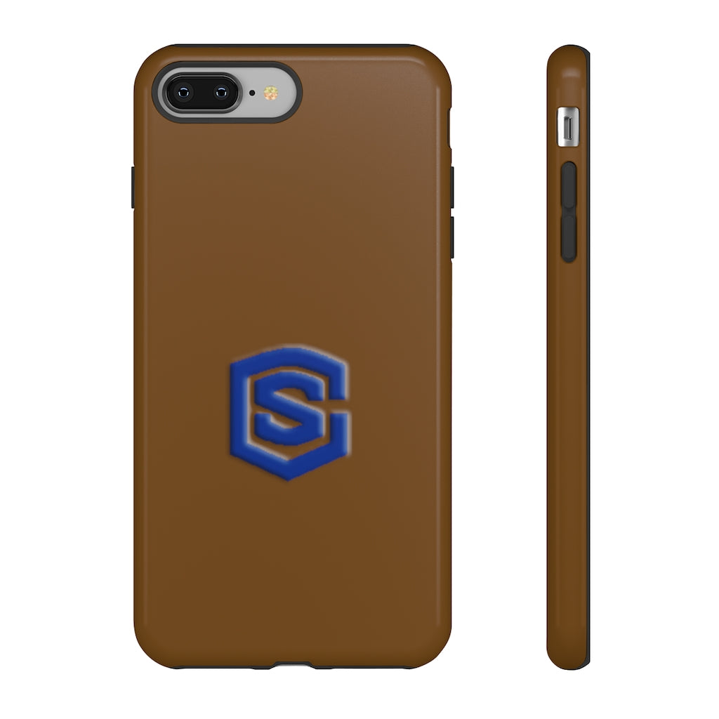 Brown Tough Cases Blue Logo