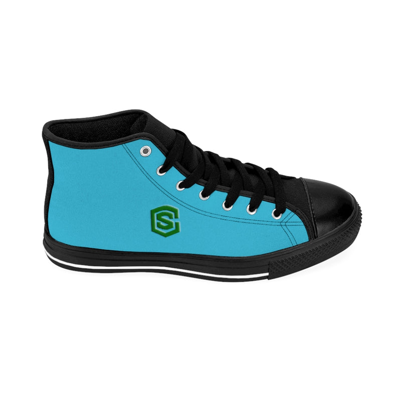 blue Men's High-top Sneakers - green logo