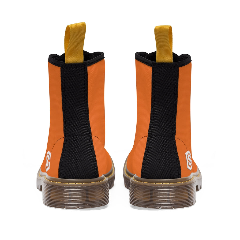 Orange Men's Canvas Boots White Logo