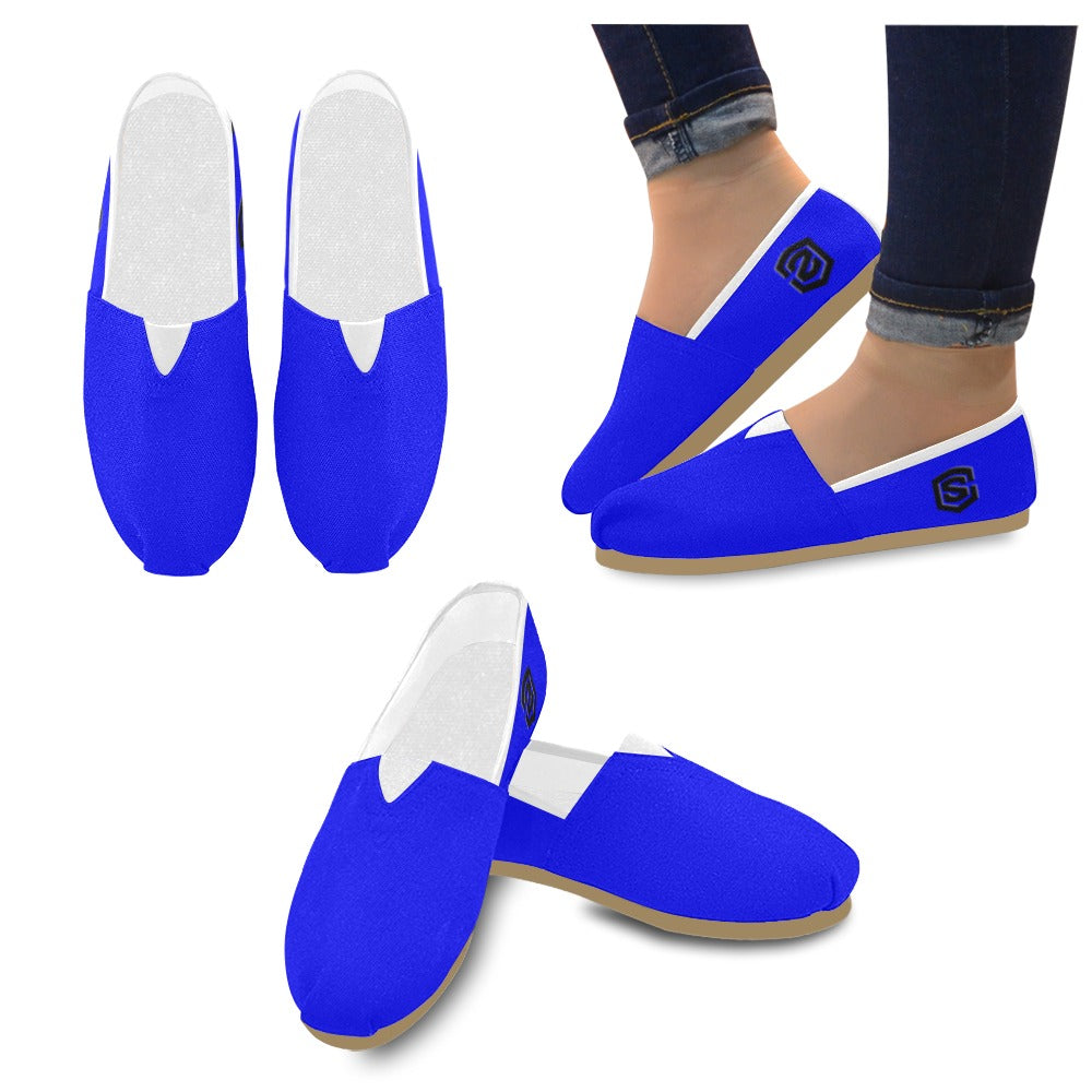BLUE casual shoes for women WITH BLACK LOGO Casual Canvas Women's Shoes (Model 004) (Designs are mirrored)
