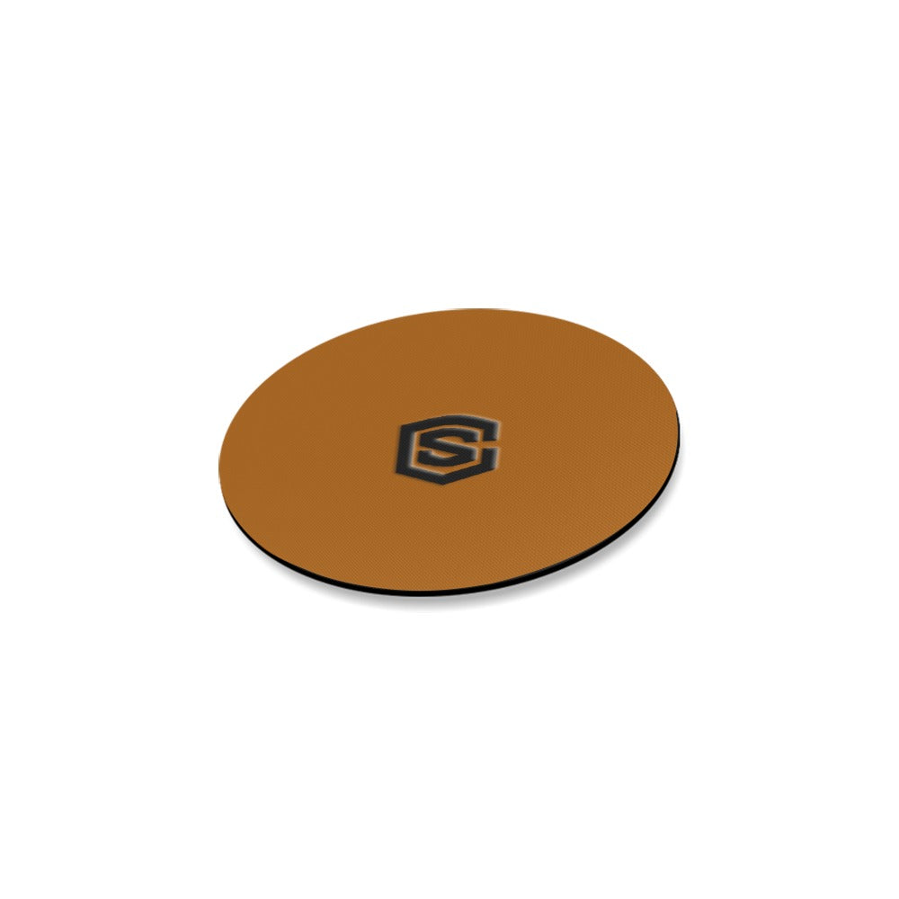 Brown Round Coaster with Black Logo Round Coaster