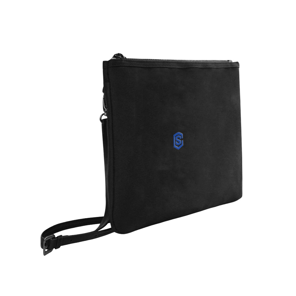 BLACK SLIM CLUTCH BAG blue logo Slim Clutch Bag (Model 1668)
