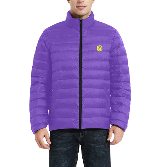 Yellow Logo Men's Stand Collar Padded Jacket (Model H41)