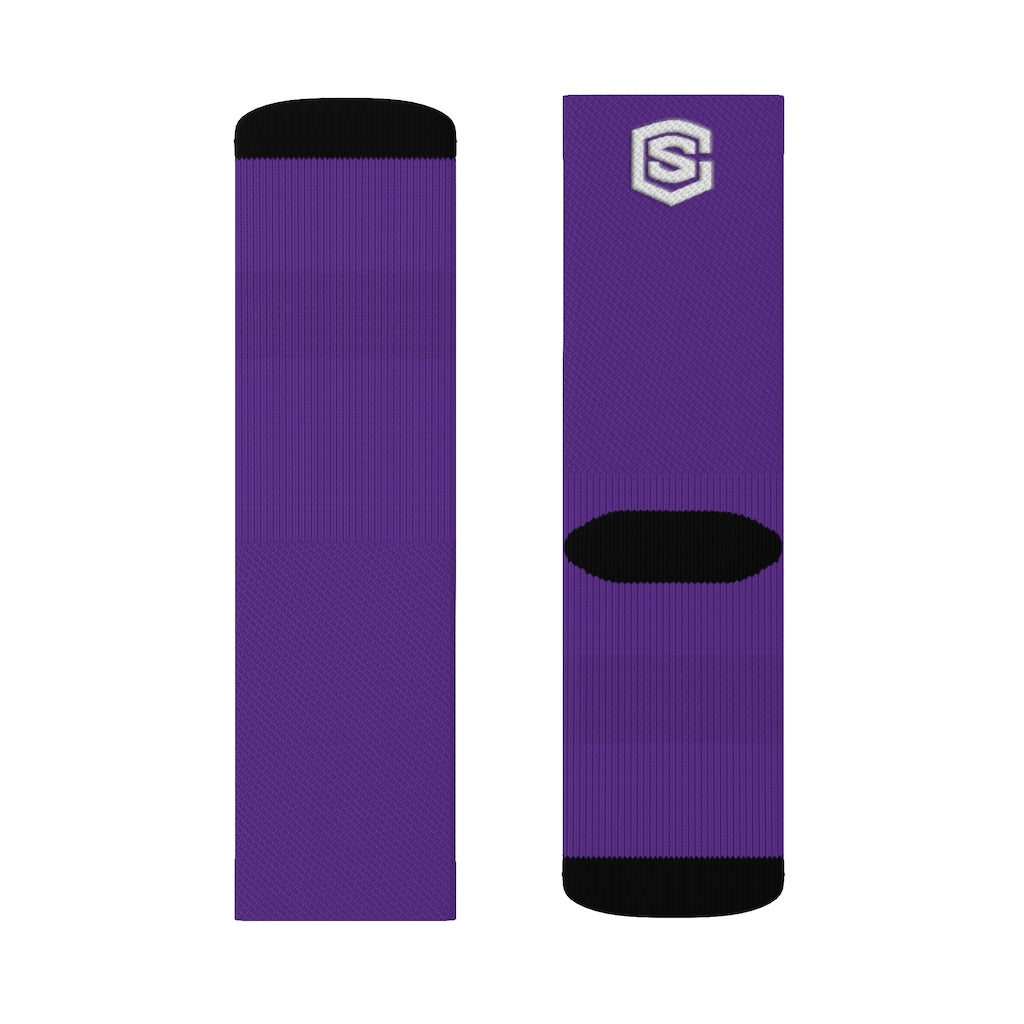 Purple Sublimation Socks White Logo