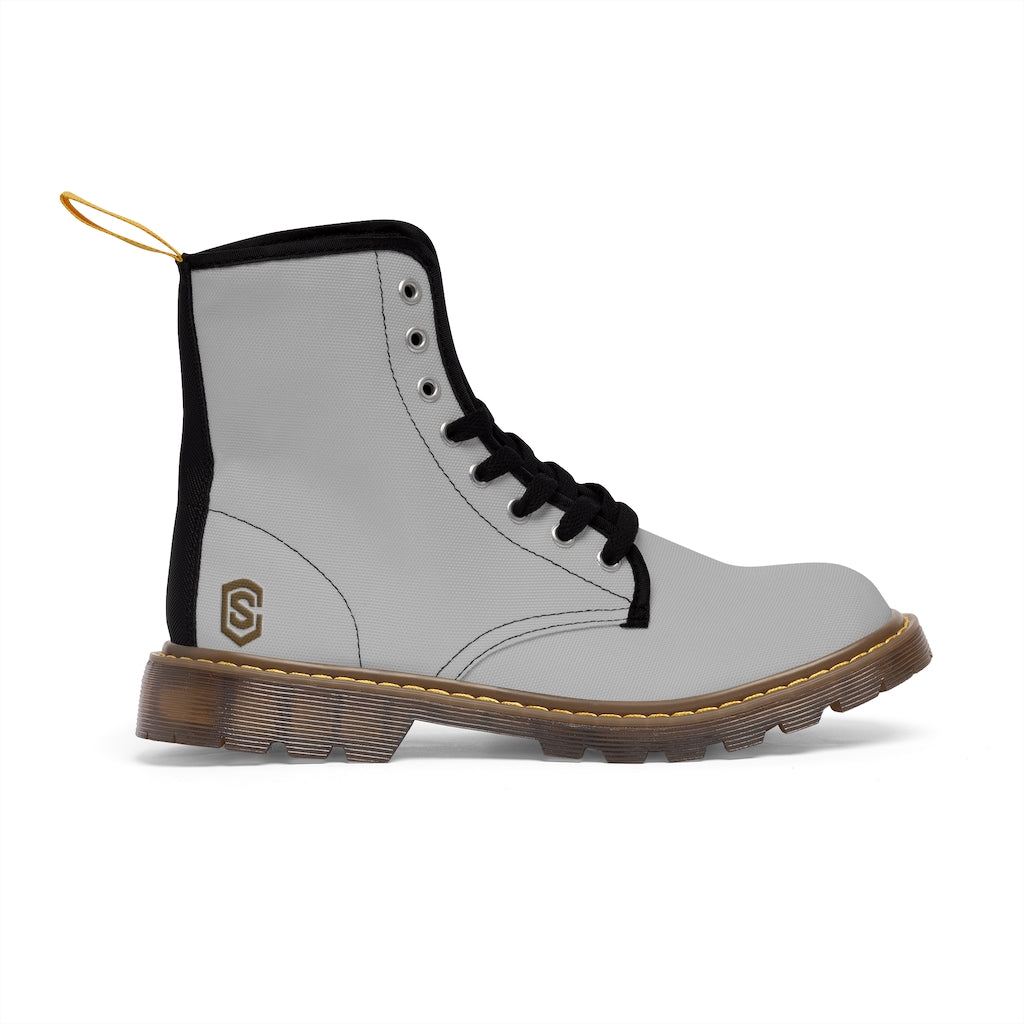 Grey Men's Canvas Boots Brown Logo