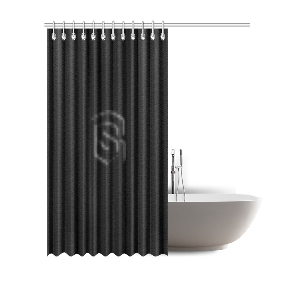 Black Shower Curtain 69"x84" with Black Logo Shower Curtain 69"x84"
