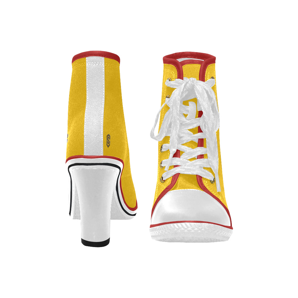 brown logo Women's Lace Up Chunky Heel Ankle Booties (Model 054)