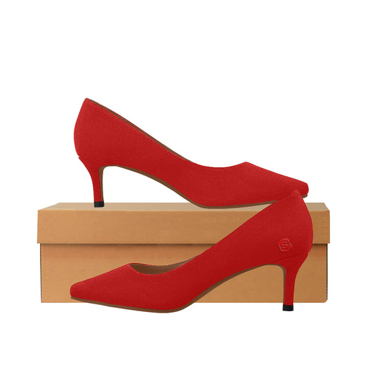 RED Women's Pointed Toe Low Heel Pumps  red logo Women's Pointed Toe Low Heel Pumps (Model 053)