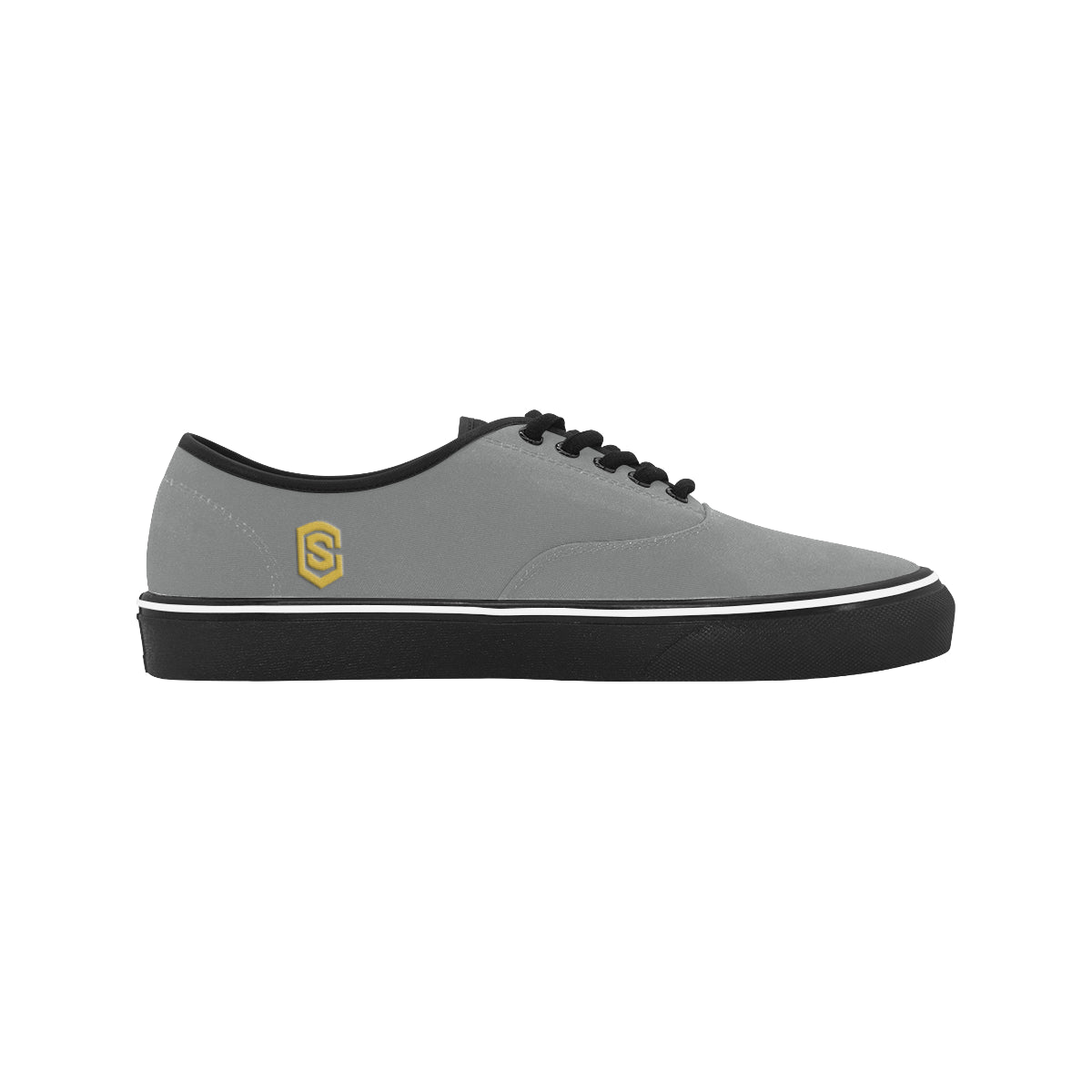 gold logo Classic Men's Canvas Low Top Shoes/Large (Model E001-4)