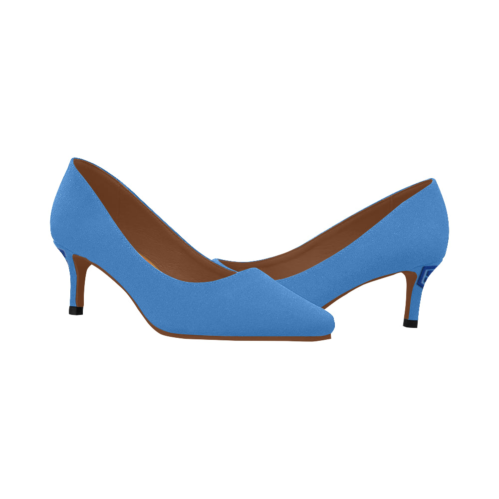 PINK Women's Pointed Toe Low Heel Pumps blue logo Women's Pointed Toe Low Heel Pumps (Model 053)