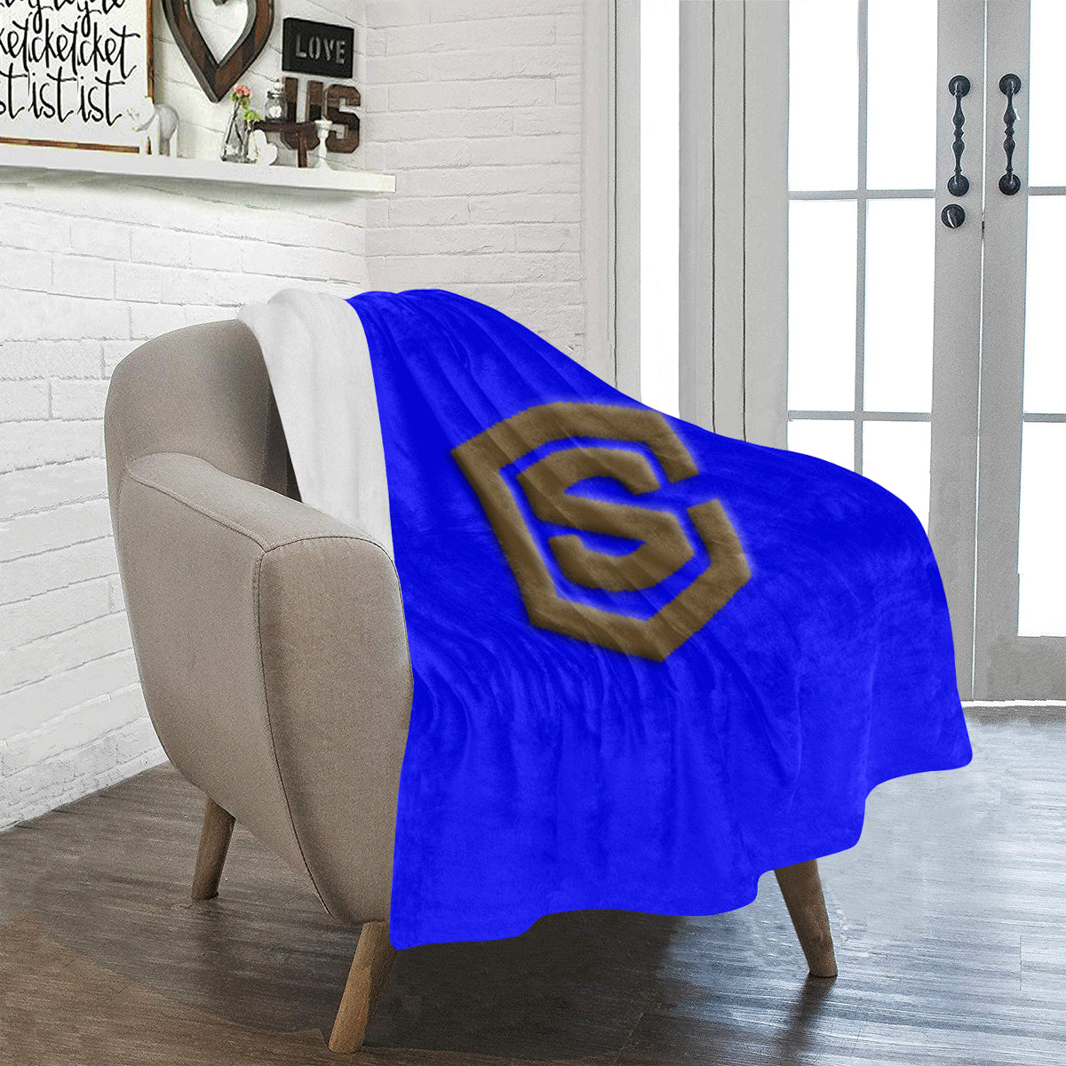 Blue Ultra-Soft Micro Fleece Blanket with Brown Logo Ultra-Soft Micro Fleece Blanket 30"x40"