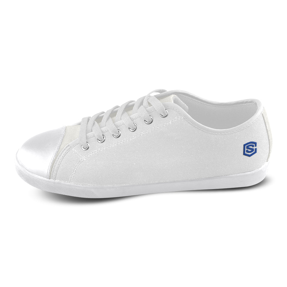 blue logo Women's Canvas Shoes (Model 016)