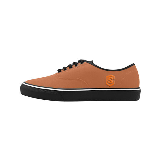 orange logo Classic Men's Canvas Low Top Shoes/Large (Model E001-4)