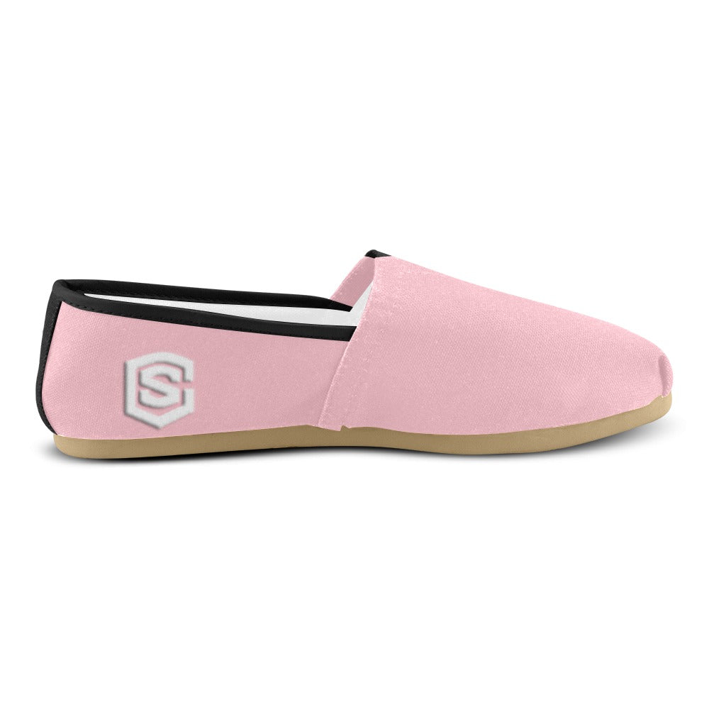 PINK casual shoes for women WITH WHITE LOGO Casual Canvas Women's Shoes (Model 004) (Designs are mirrored)