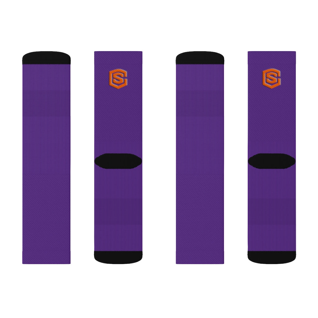 Purple Sublimation Socks Orange Logo