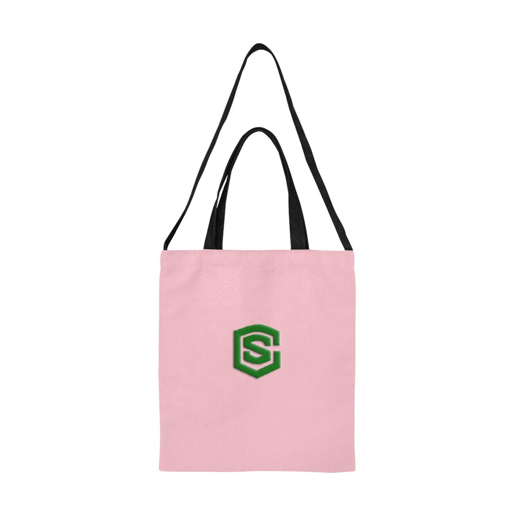 Pink All Over Print Canvas Tote Bag With Green Logo All Over Print Canvas Tote Bag(Model1698)(Medium)