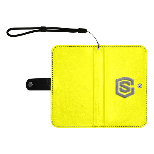 Yellow Flip Leather Purse for Mobile Phone(Model1703)(Large) with Gray Logo Flip Leather Purse for Mobile Phone(Model1703)(Large)