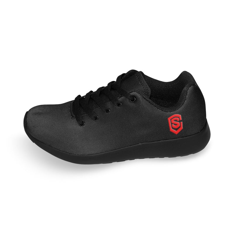 BLACK KID SNEAKER WITH RED LOGO Kid's Sneakers (Little Kid / Big Kid) (Model020)