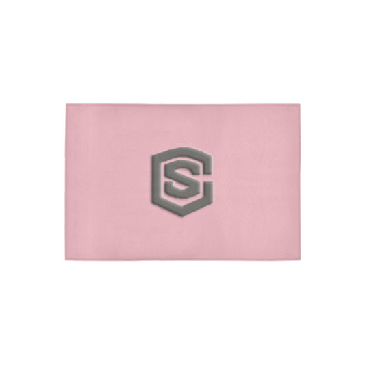Pink Door Mat with Gray Logo Doormat 24" x 16" (Sponge Material)