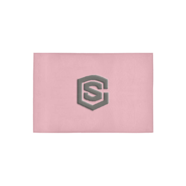 Pink Door Mat with Gray Logo Doormat 24" x 16" (Sponge Material)