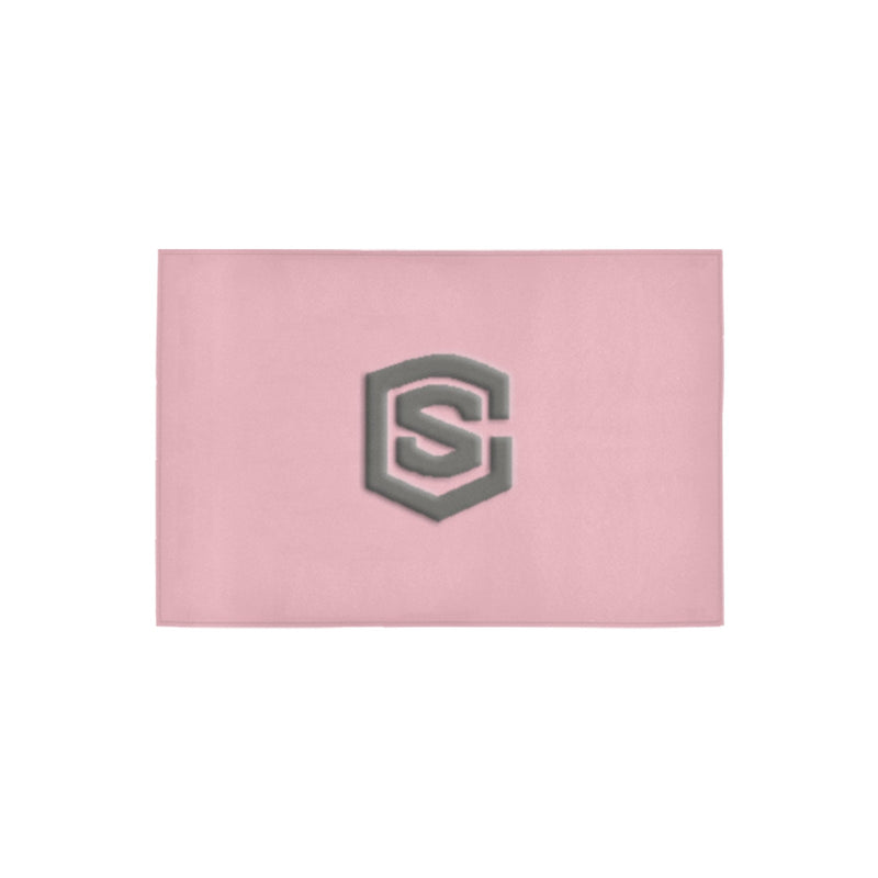 Pink Door Mat with Gray Logo Doormat 24" x 16" (Sponge Material)