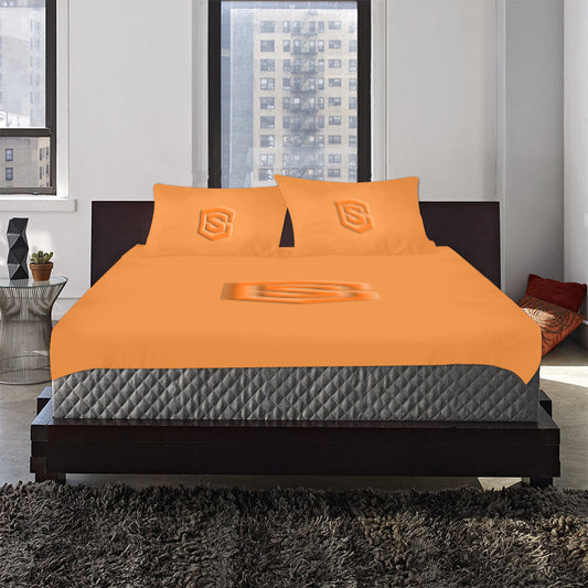 Orange Duvet Cover Orange Logo 3-Piece Bedding Set (1 Duvet Cover 86"x70"; 2 Pillowcases 20"x30")(One Side)