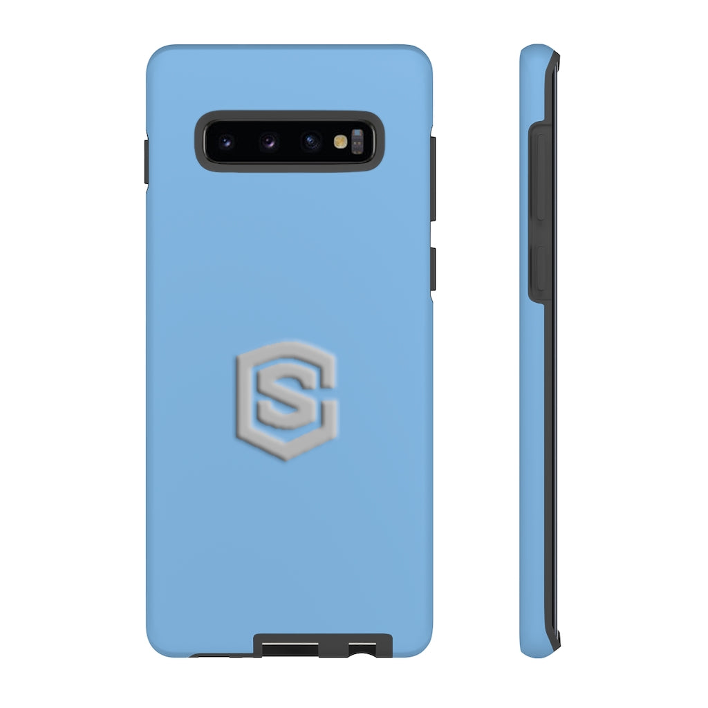 Blue Tough Cases Silver Logo
