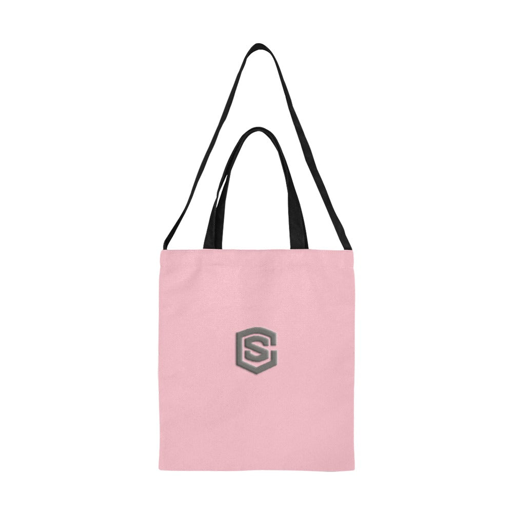 Pink All Over Print Canvas Tote Bag With Grey Logo All Over Print Canvas Tote Bag(Model1698)(Medium)