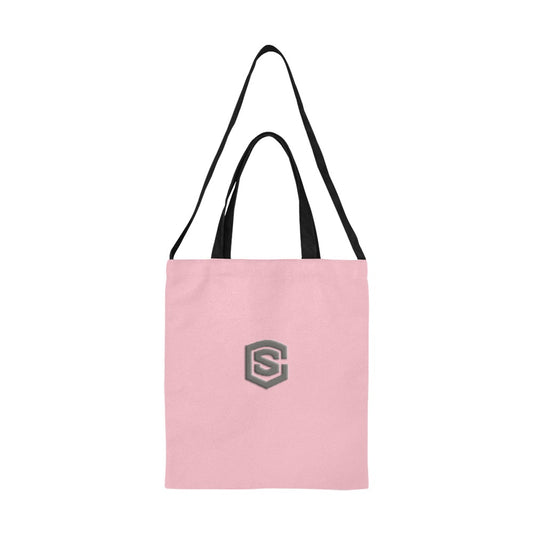 Pink All Over Print Canvas Tote Bag With Grey Logo All Over Print Canvas Tote Bag(Model1698)(Medium)