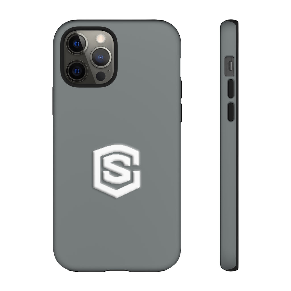 Grey Tough Cases White Logo
