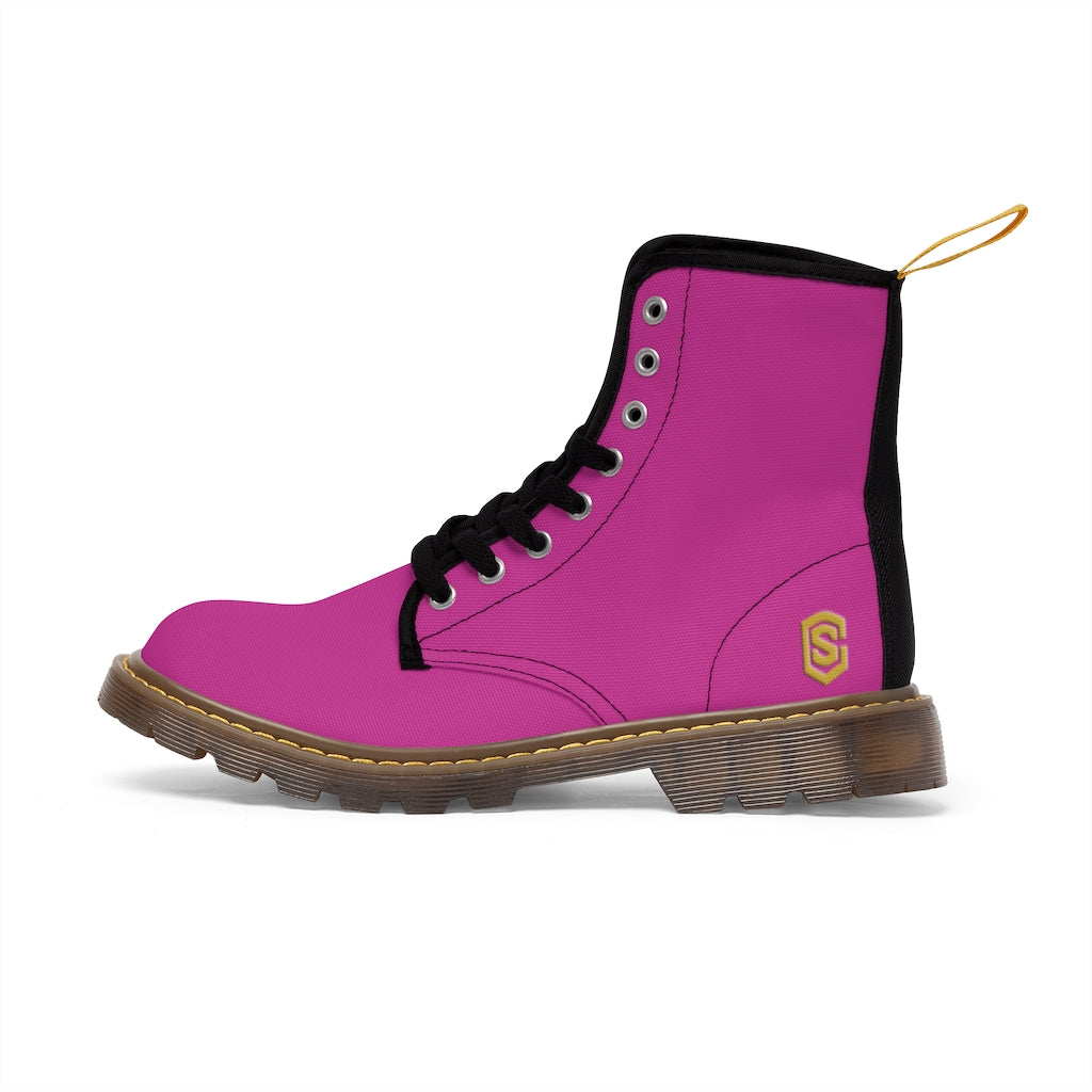 Pink Men's Canvas Boots Gold Logo