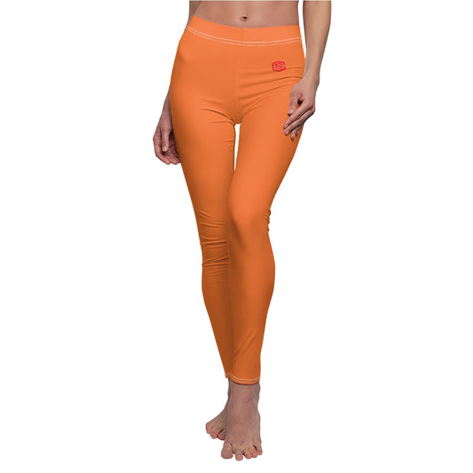 Orange Women's Cut & Sew Casual Leggings Red logo
