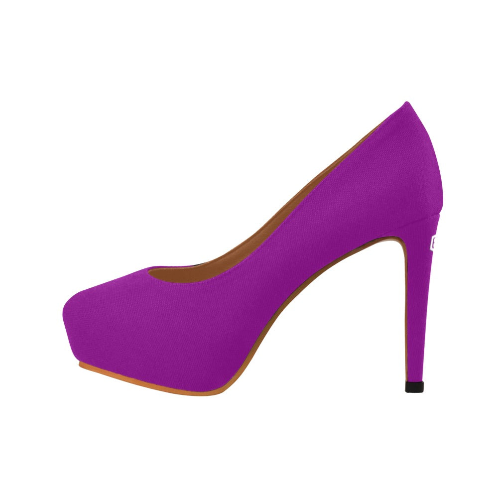 Purple Women's High Heels With White Logo Women's High Heels (Model 044)