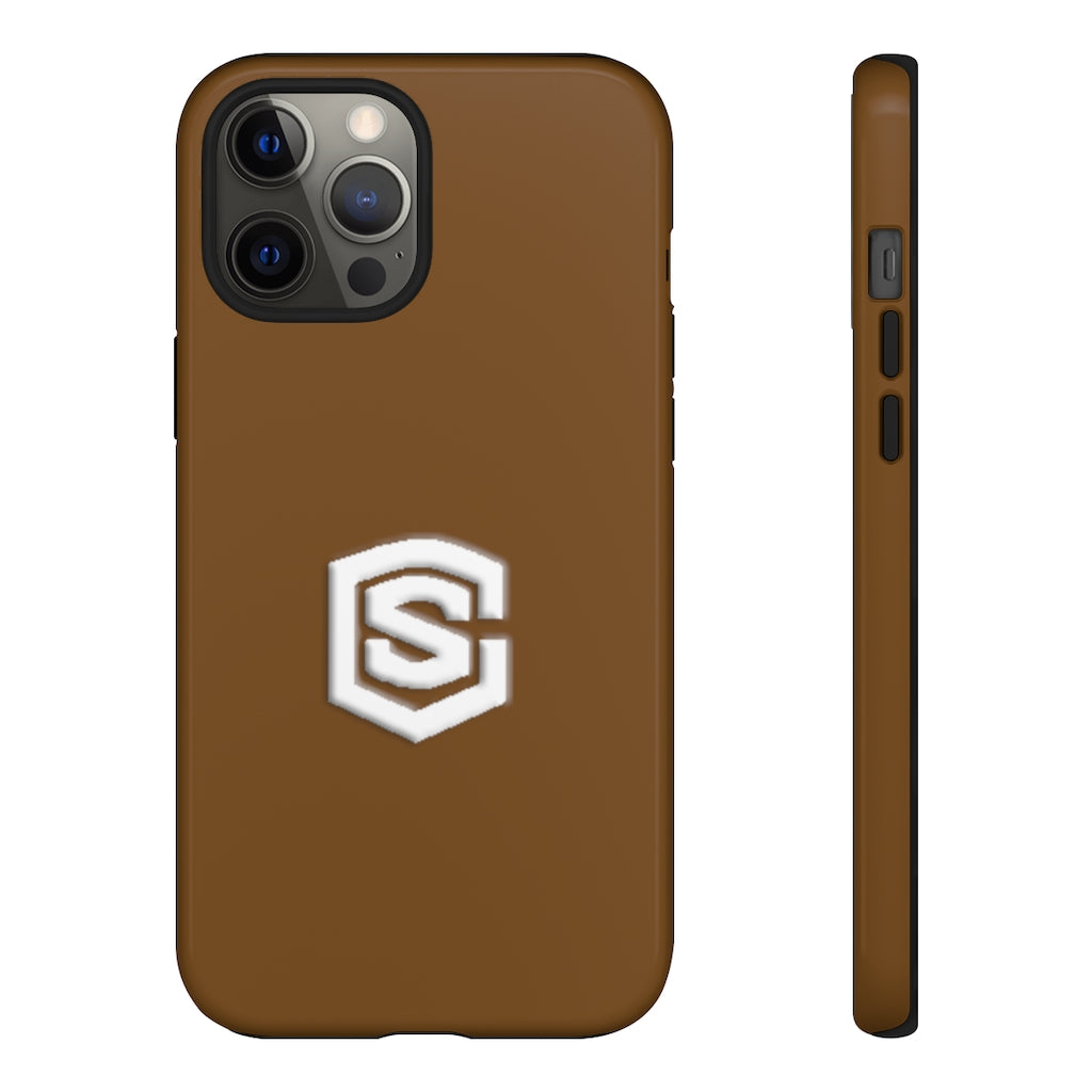 Brown Tough Cases White Logo