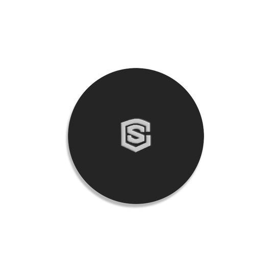 Black Round Coaster with Silver Logo Round Coaster