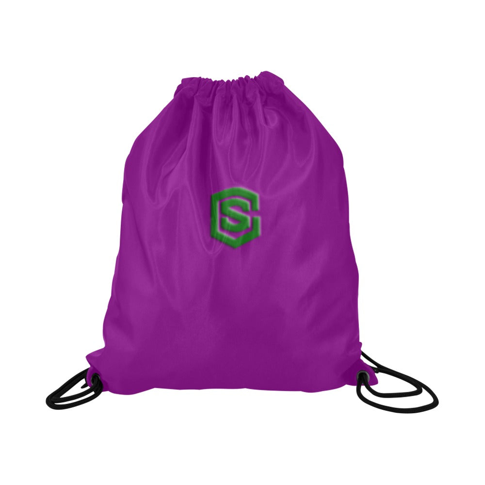 Purple Drawstring Bags Large With Green Logo Drawstring Bags (Model 1604) (Large)