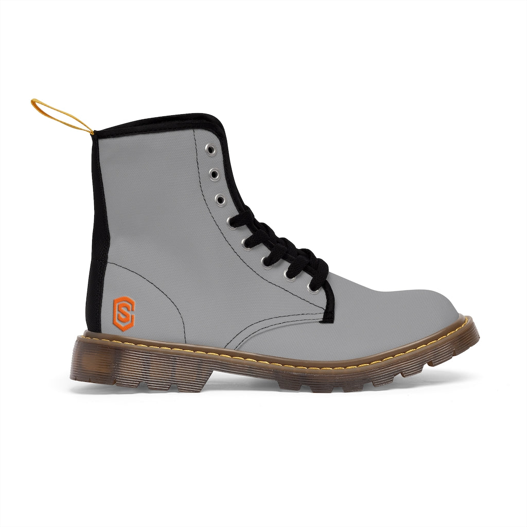 Grey Men's Canvas Boots Orange Logo