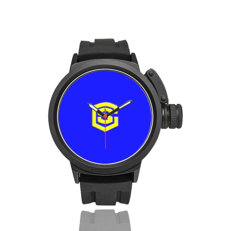 BLUE MEN SPORT WATCH WITH YELLOW LOGO Men's Sport Watch (Model 309)