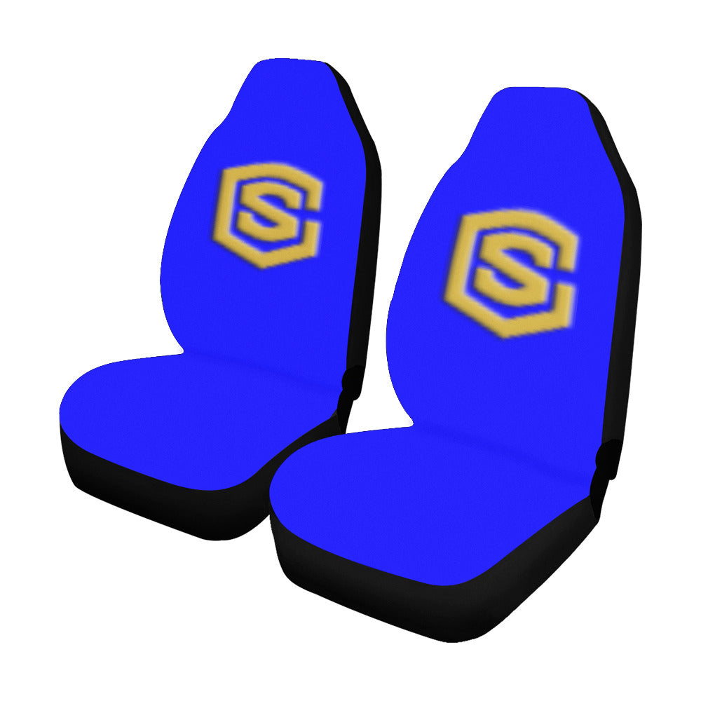 Blue Car Seat Covers Orange Logo Car Seat Covers (Set of 2)
