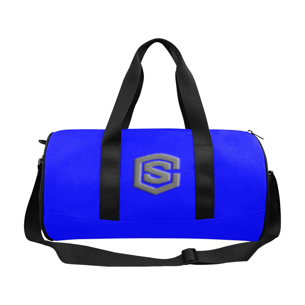 BLUE TRAVEL BAG WITH GRAY LOGO Travel Duffel Bags (Model 1679)