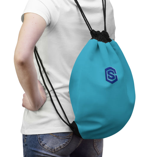 Blue Drawstring Bag Blue logo