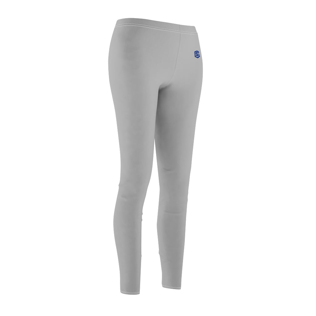 Grey Women's Cut & Sew Casual Leggings Blue logo