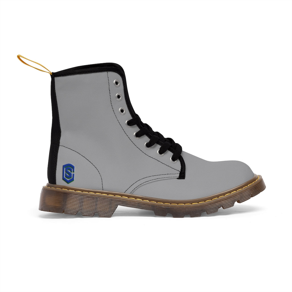 Grey Men's Canvas Boots Blue Logo