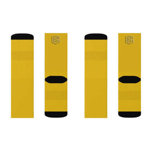 Yellow Sublimation Socks Gold Logo